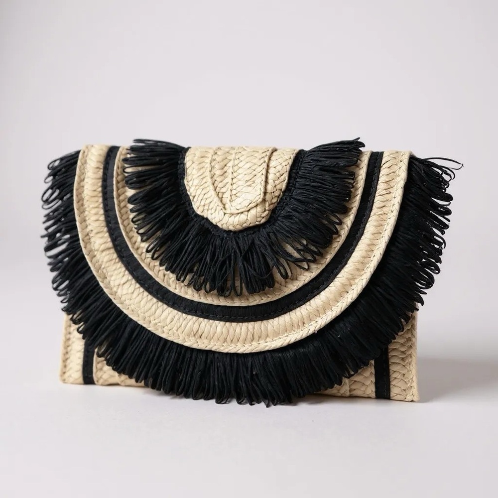 Black and Tan Fringe Clutch
